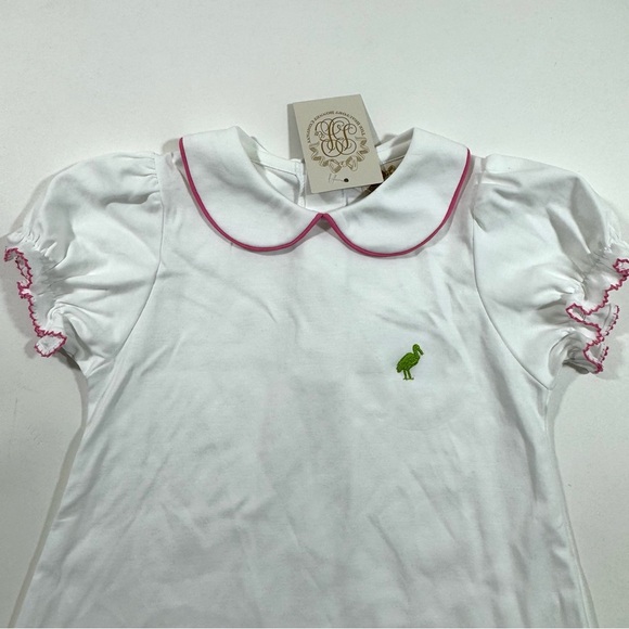 New The Beaufort Bonnet Company A Line Dress White Pink Trim - Picture 4 of 4